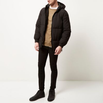 Black casual padded winter coat